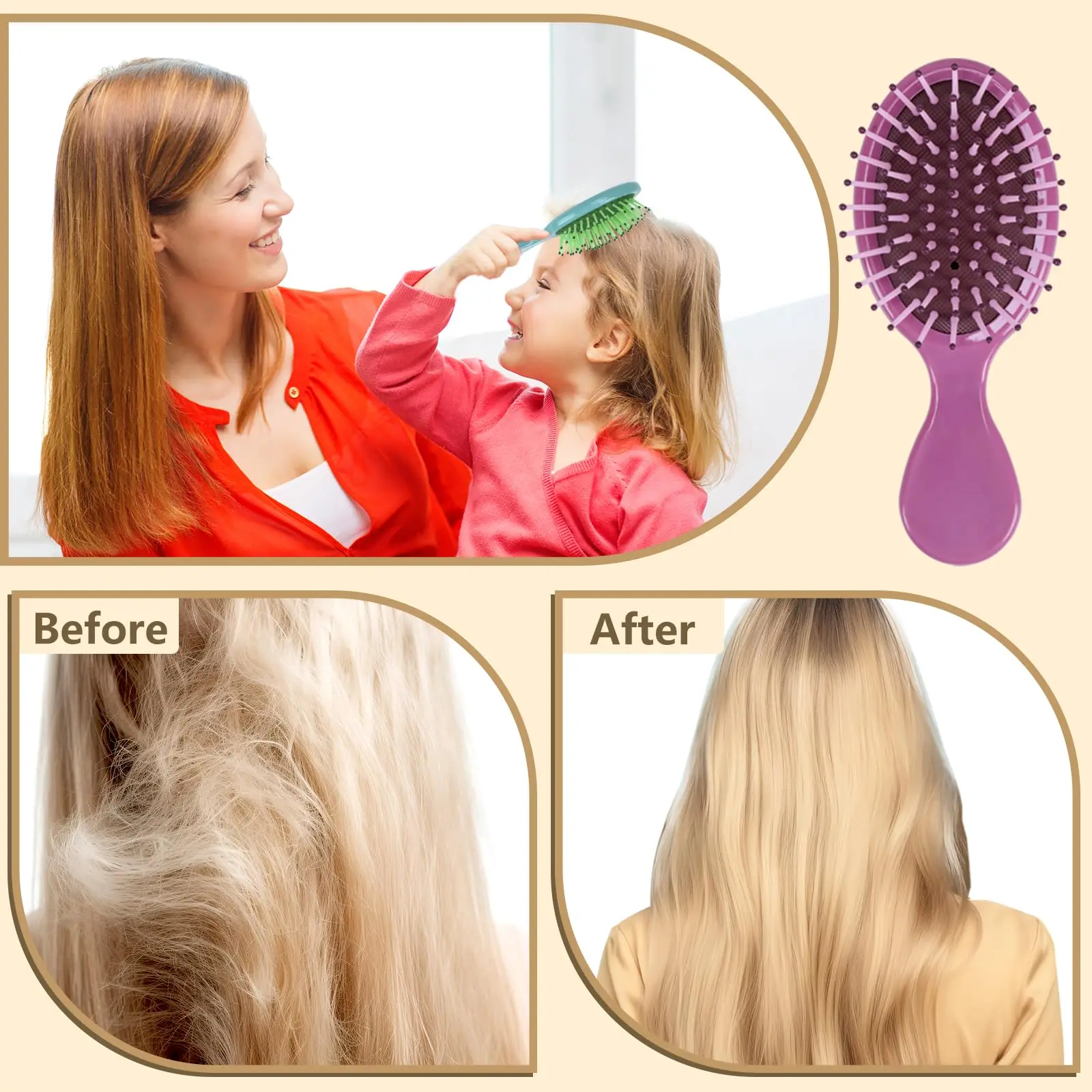 Mini Travel Hair Brush Colorful Detangling Hair Brush Small Cute Logo Print Hair Combs For Kids