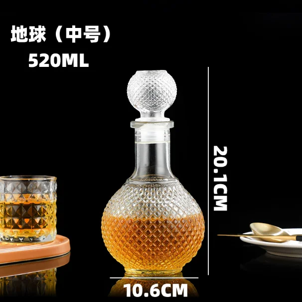 230ml 520ml 970ml Cut Creative Vase Shape Clear Glass Drinking Decanter Spirit Bottle Pot With Caps For Whisky Alcohol Wine