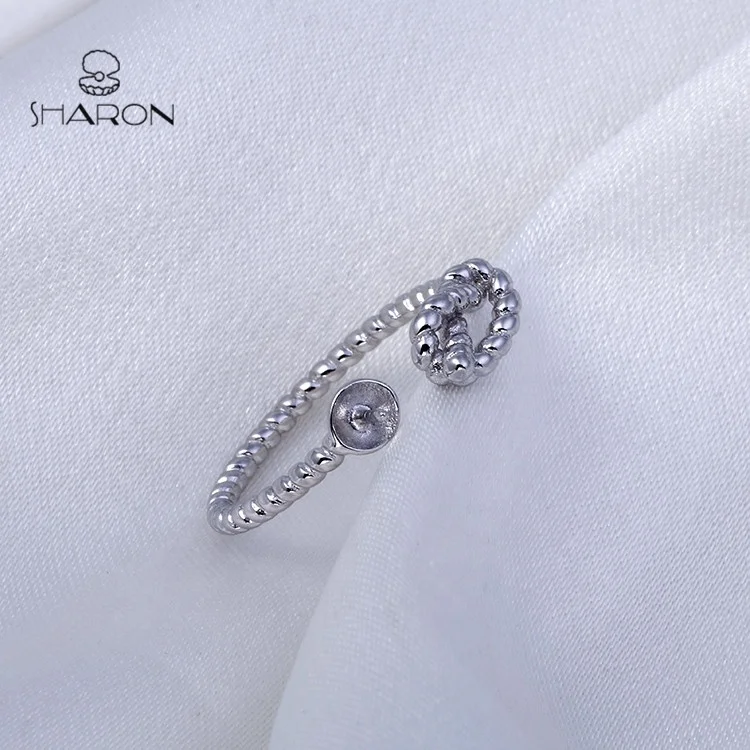 Manufacturer Price Women Piston Clover Finger Jewelry 925 Sterling Silver Ring Mounting for Pearl