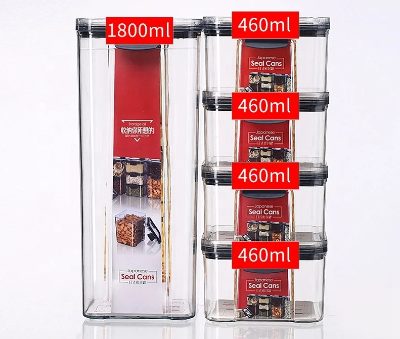 
BPA Free High Clear Plastic Storage Containers Airtight Cereal Food Container Set Transparent Stackable Plastic Container 