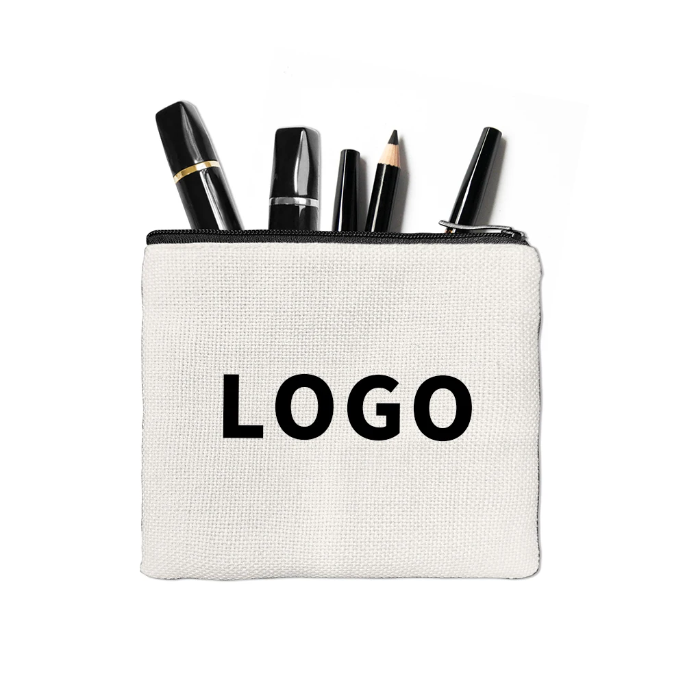 Factory wholesale pouch bag cosmetic 380g linen composite TC material customized small cosmetic bag