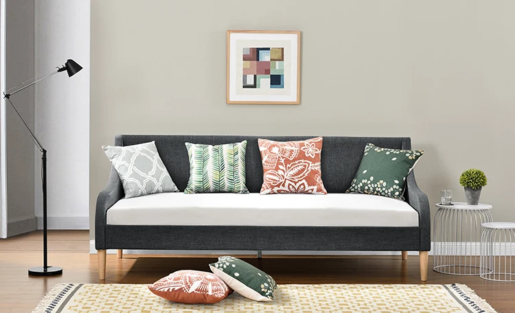 Willsoon Modern Small Double Daybed Home Style Living Room Furniture Soft and Wooden Linen Fabric Sofa Day Bed