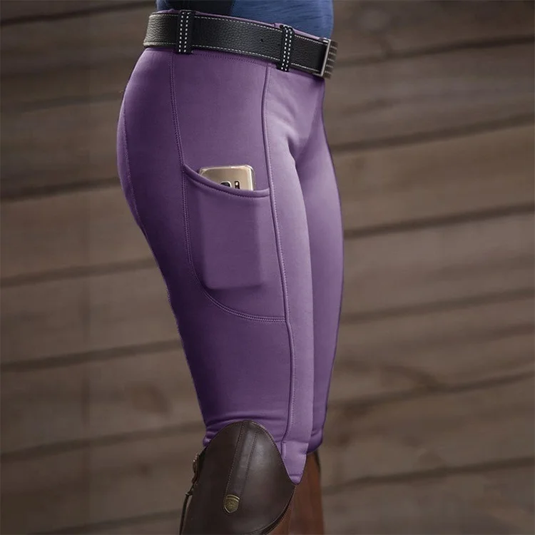 2021 Riding Tights Knee Patch Breeches Equestrian Horse Riding Pants Schooling Tights Zipper Pockets Longines Equestrian