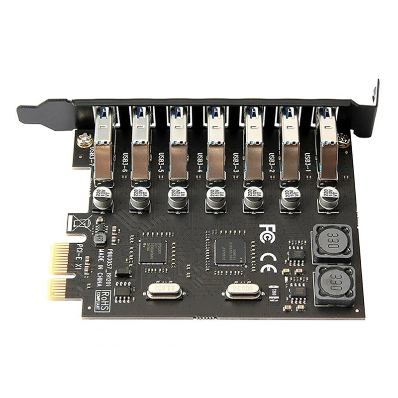 PCIE to USB 3.0 Adapter Card 7-port PCI-E Desktop Computer Expansion Card Free External Power Supply VIA NEC Chip