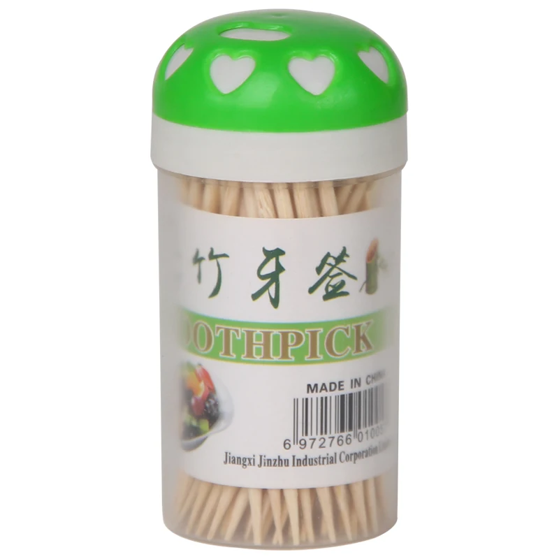 
65mm * 2.0mm Bamboo Toothpick Tooth picks holders Kitchen Gadgets Plastic bottles 4 colors Toothpicks containers 