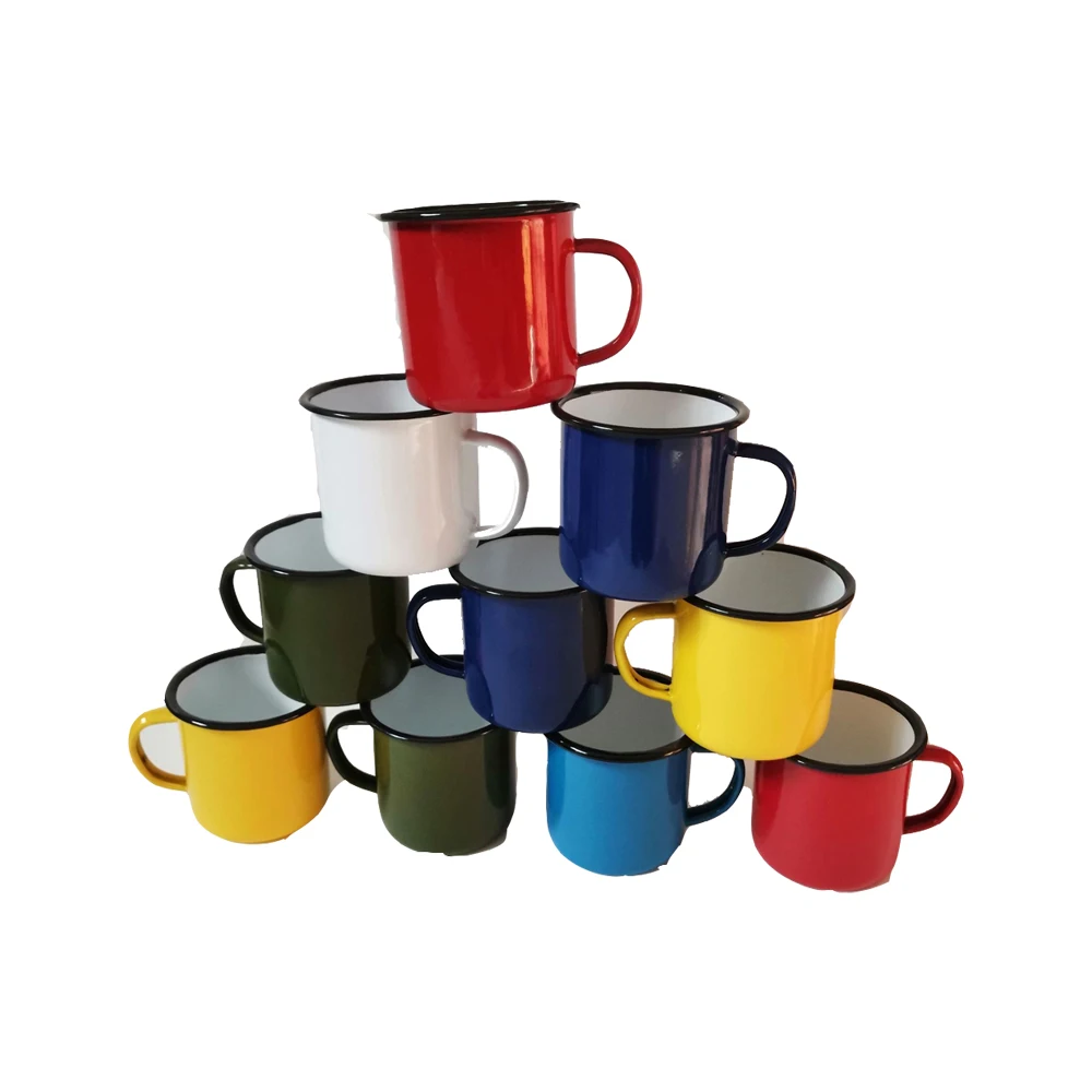 Wholesale Custom Design Capacity Christmas Gift 350ml 12OZ Coffee Milk Water Steel Mug Enamelled Cup Blank Camping Enamel Mugs