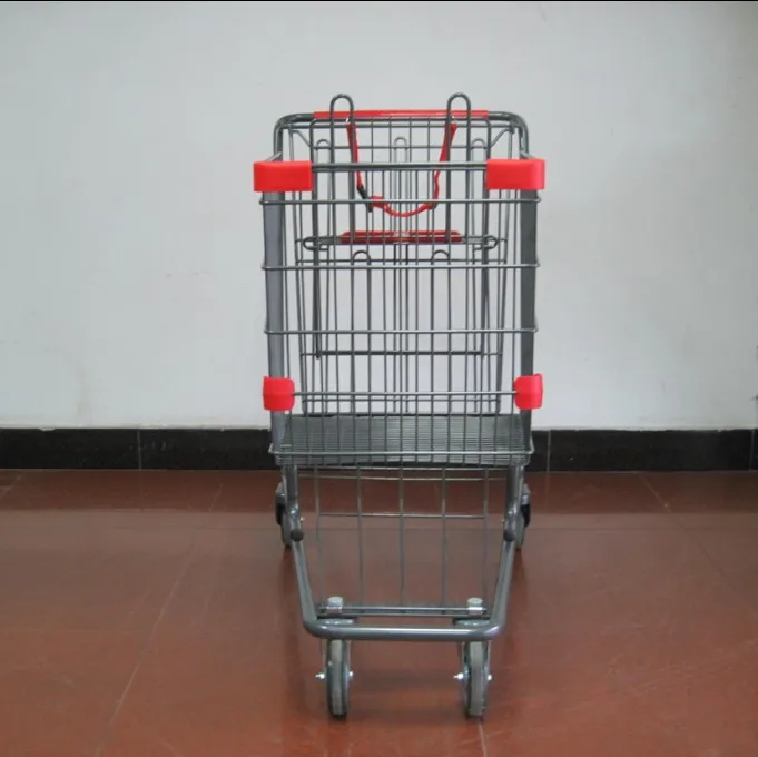MOQ 50 PCS 220L 4 wheels grocery wire carts, wire shopping cart with baby seat for supermarket