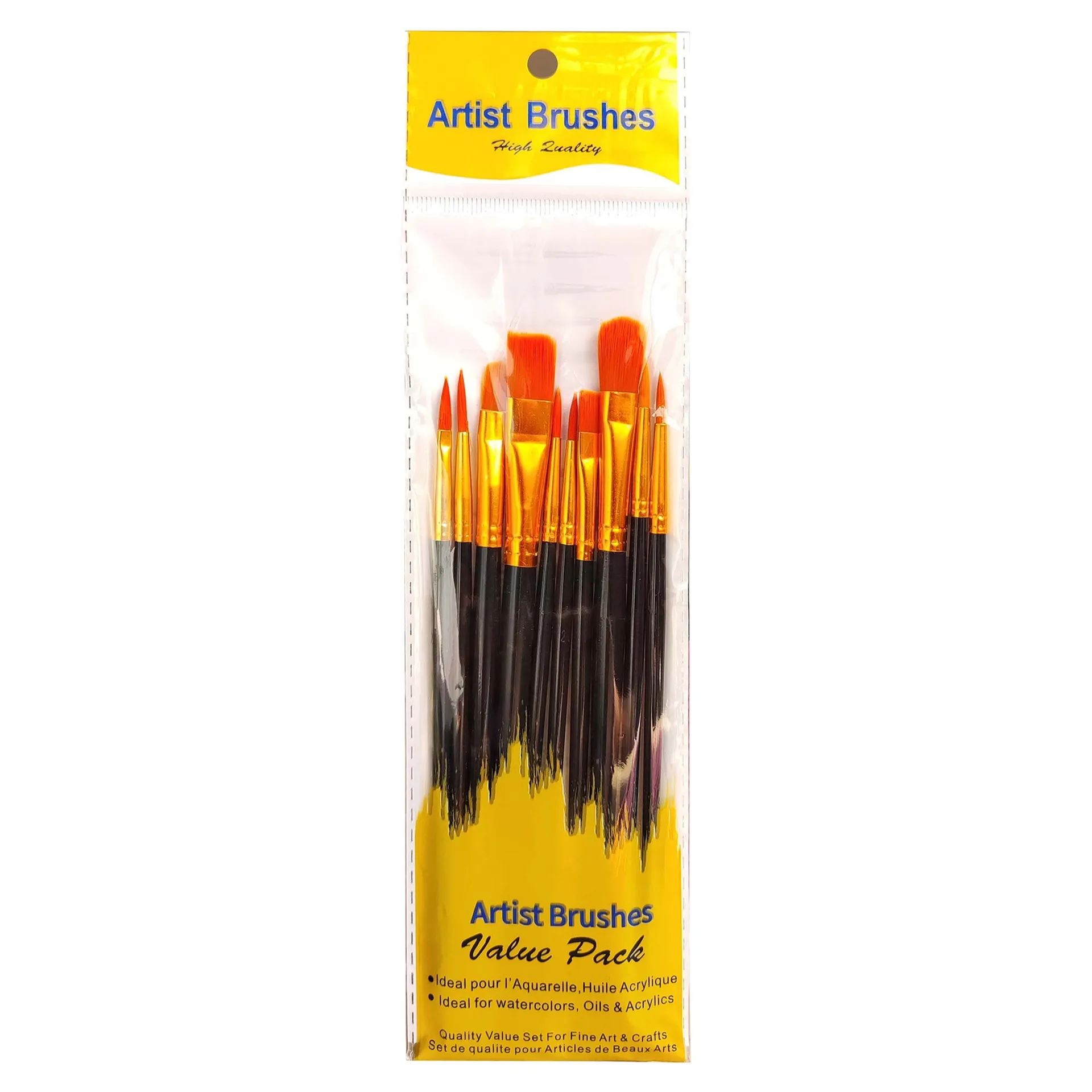 Xin Bowen Pincel Arte 10pcs Nylon Paintbrushes With Plastic Stems Oil Watercolor Brushes For Art Painting