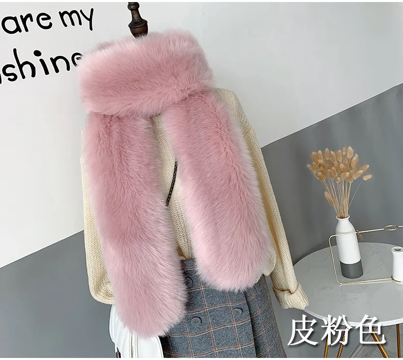 Manufacturers Extended Warm Scarf 100% Polyester Fashionable Faux Fox Fur Scarves Rabbit Fashion Scarf/shawl