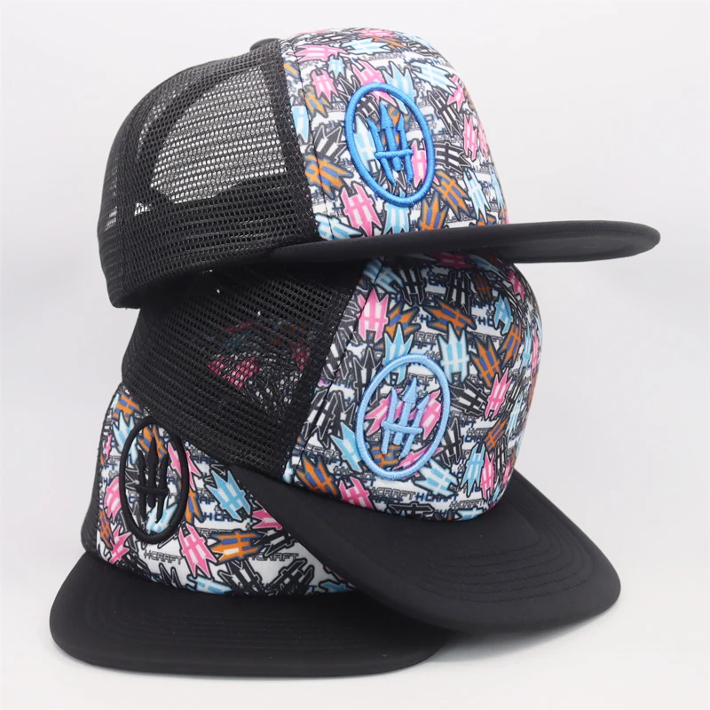 Wholesale 2023 girls sublimation 3D embroidery flat bill foam mesh trucker hats caps custom children baby baseball mesh hats
