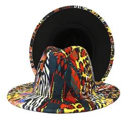 Double-sided Color Matching Jazz Hat Wholesale Leopard Print Wool Felt Fedora Hats