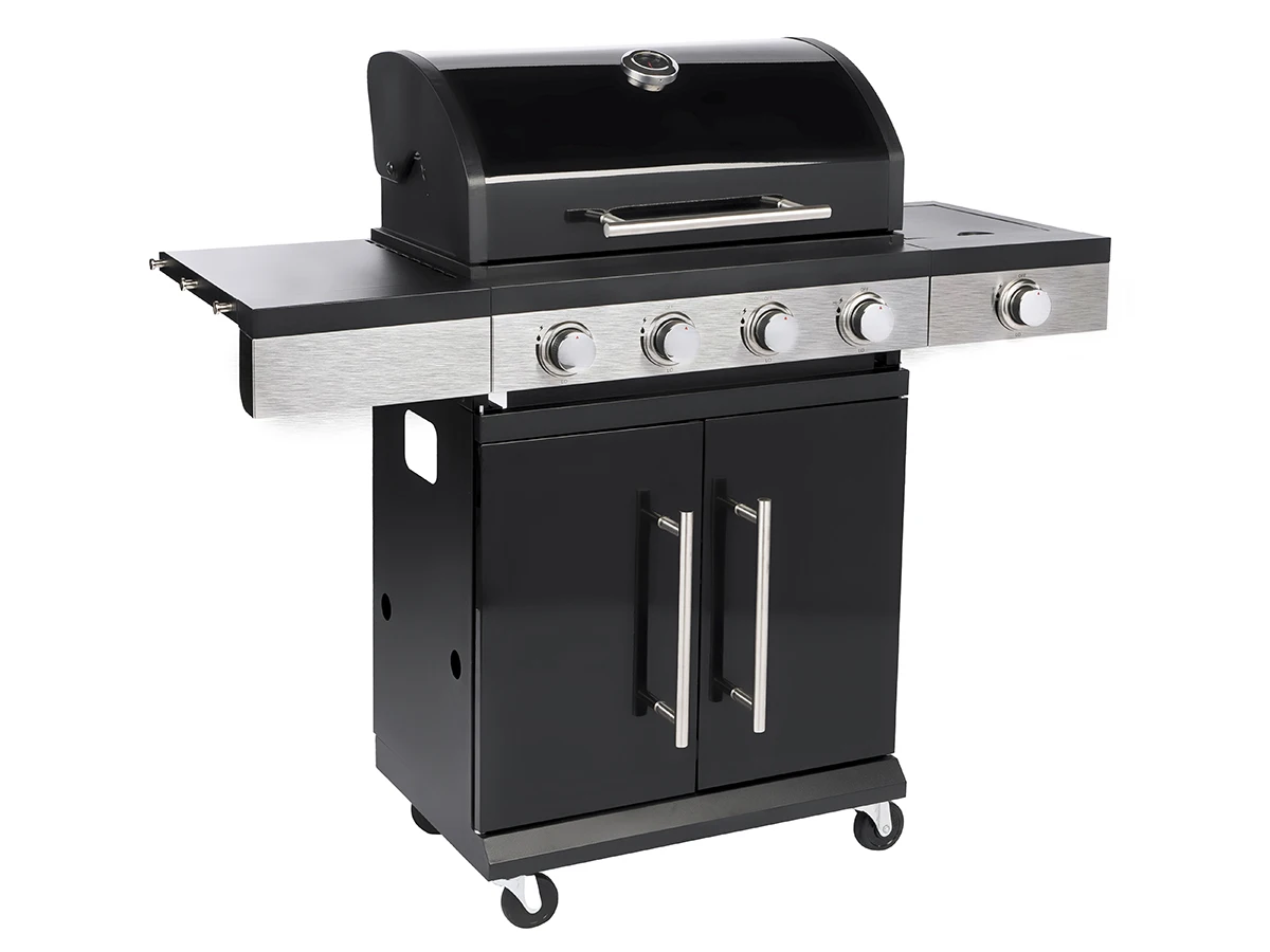4+1 Charcoal Barbecue Grill Big Outdoor and Indoor Steel and Iron BBQ Grill for Family Party & Camping Gas-Fueled