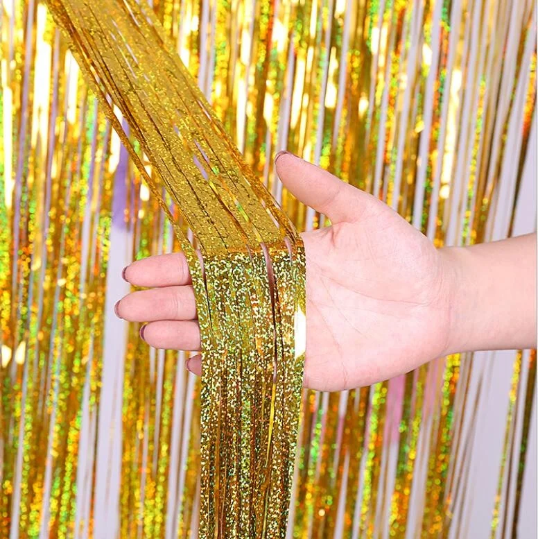 Hot 1X1M Laser Tinsel Fringe Curtain Party Tassel Garland Bachelorette Party Backdrop Birthday Wedding Decoration Photo Props