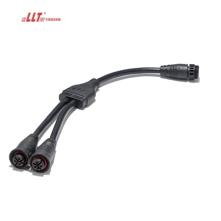 3pin 1 output 2  splitter plastic IP67  waterproof power electrical Y branch cable adapter connector