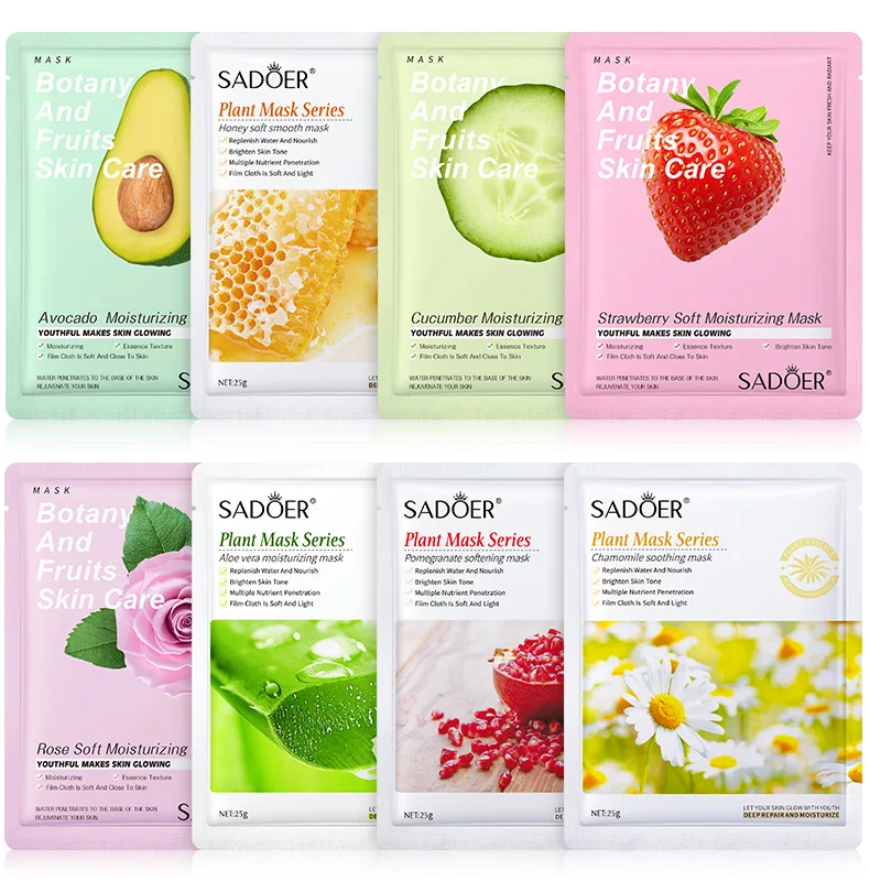 50 Options Best Brightening Face Mask 25g Plant Fruit Vitamin C Mask Hydrating Facial Mask Cold Compress Natrual Organic