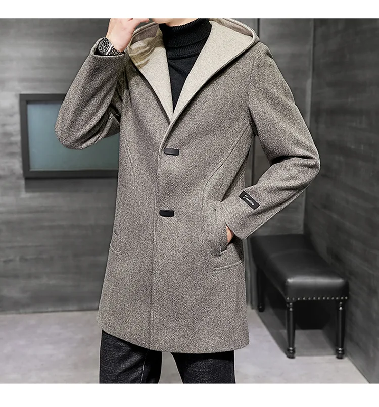 High quality custom men blazer coat double sided wool grey peacoat herringbone wool coat