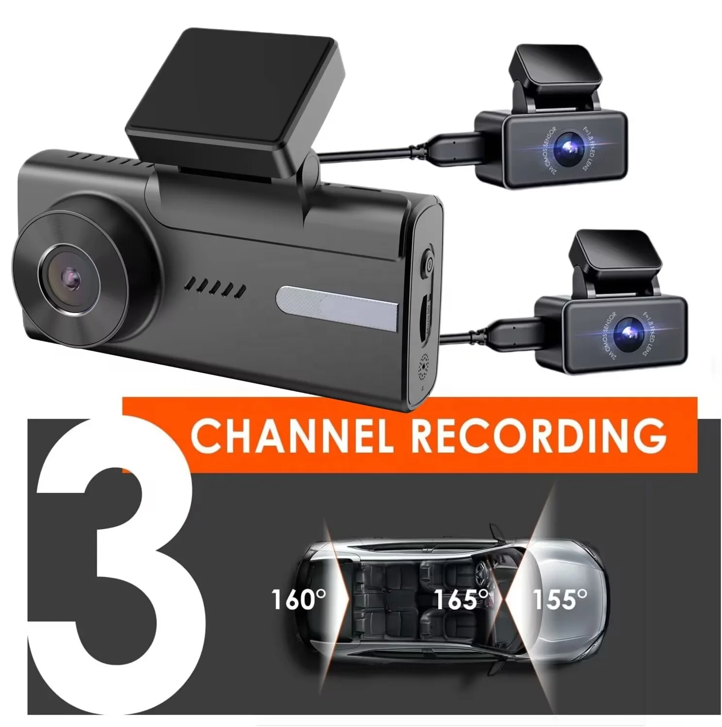 AZDOME M580 2023 Новый сенсорный экран 3 way 4K + 1080P Автомобильный черный ящик ночного видения видеорегистратор высокого разрешения 5K