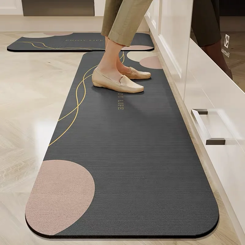 Water Absorbent Rug Set Rubber Diatom Mud Floor Mat Kitchen Carpet Anti Slip Diatomite KItchen Rug Set For Kitchen Roo