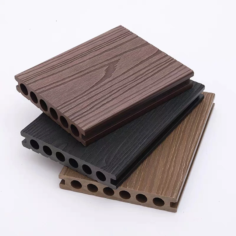 Durable WPC Outdoor Floor Panels 18mm Thick Decking Panel with Anti-Slip Feature Brushed Smooth Finish in Square Shape Holes