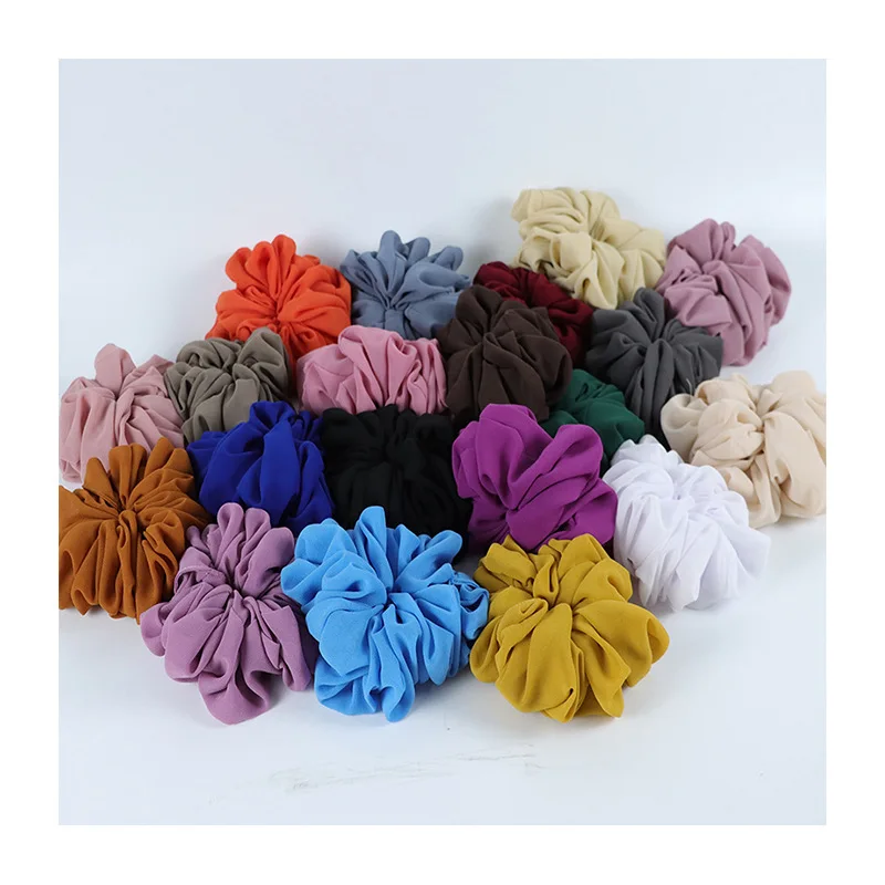 Popular Women Fashion Large Size Ladies Big Bouquet Chiffon Colon Hair Scrunchies Women Scrunchies Headband
