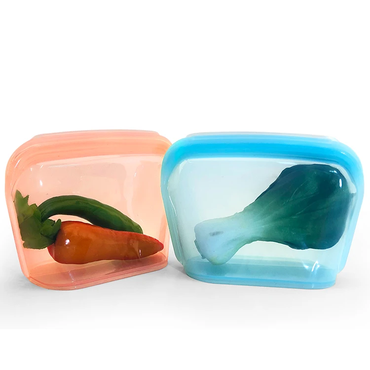 Stand Up Silicone Food Storage Bag Kitchen Freezer Silicone Reusable Organizer Container