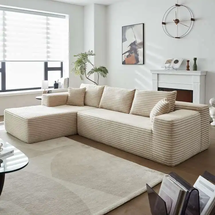 No Assembly Required L Shape Sofa Cloud Sectional Couch with Comfy Chaise with Deep Seat for Living Room Bedroom Apartment