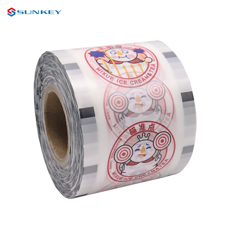 Printed heat seal plastic roll paper custom cup sealing film for jam cups