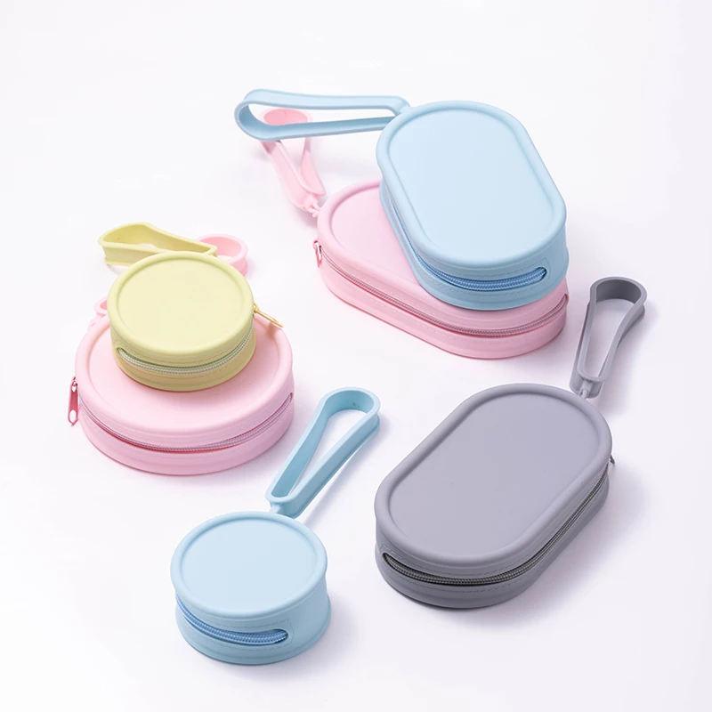 Silicone Cosmetic Bag Coin Purse Large Capacity Multifunction Storage Bag Solid Color Silicone Travel Bag