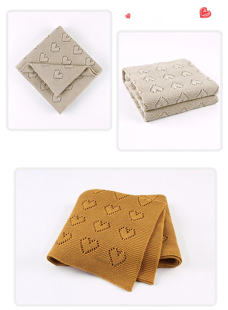 Crochet Summer Knit Blue 100% Organic Cotton Baby Blanket For Kids Baby