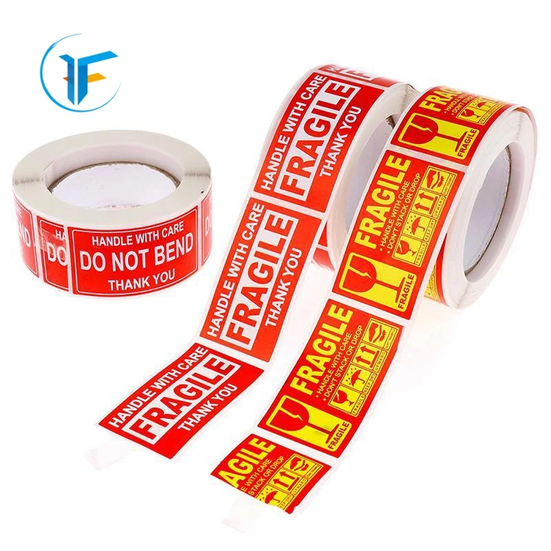 Guangzhou Supplier Yellow Warning Shipping Fragile Private Label Fragile Sticker