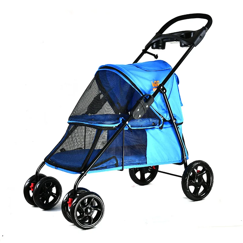 
Hot Selling 4 wheels Colorful Oxford Foldable Reversible Breathable Pet Dog Travel Stroller Trolley 