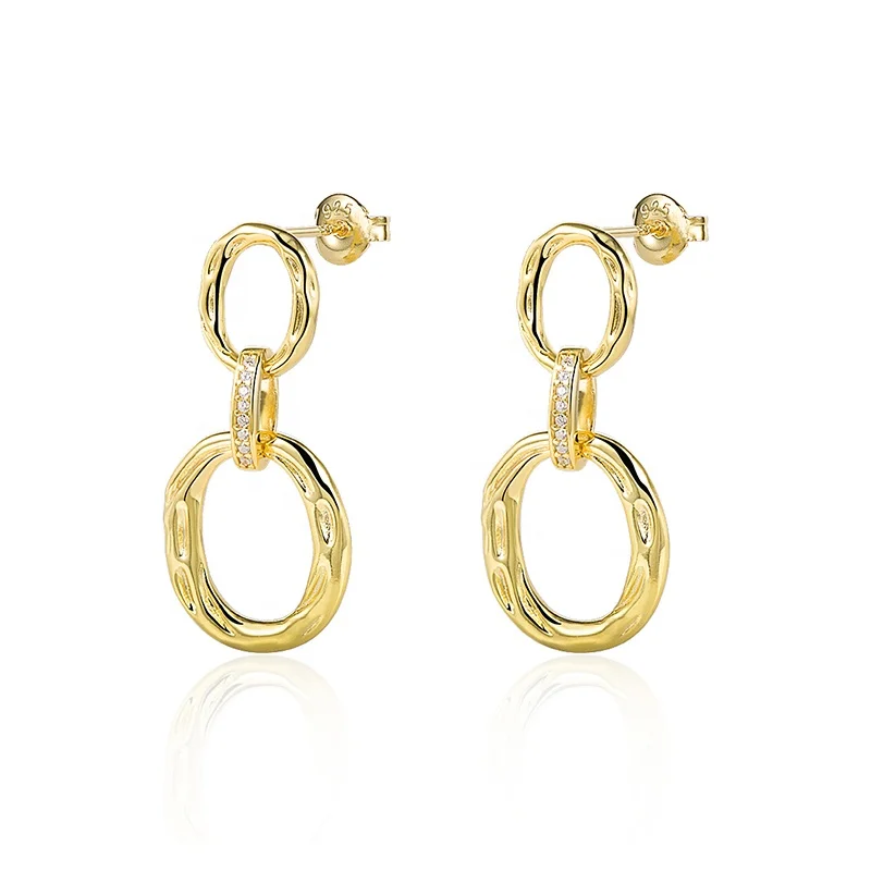 925 Silver Earring Gold Plated Womens Fashion Korean Jewelry CZ sterling silver earrings