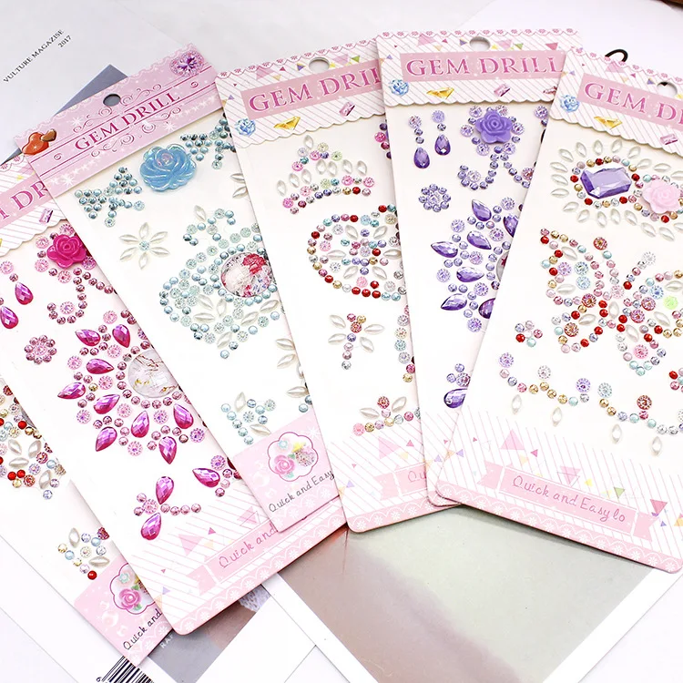 DIY self adhesive acrylic Stone Crystal Bling Diamond Sticker, acrylic stones sheet for mobile case decorating