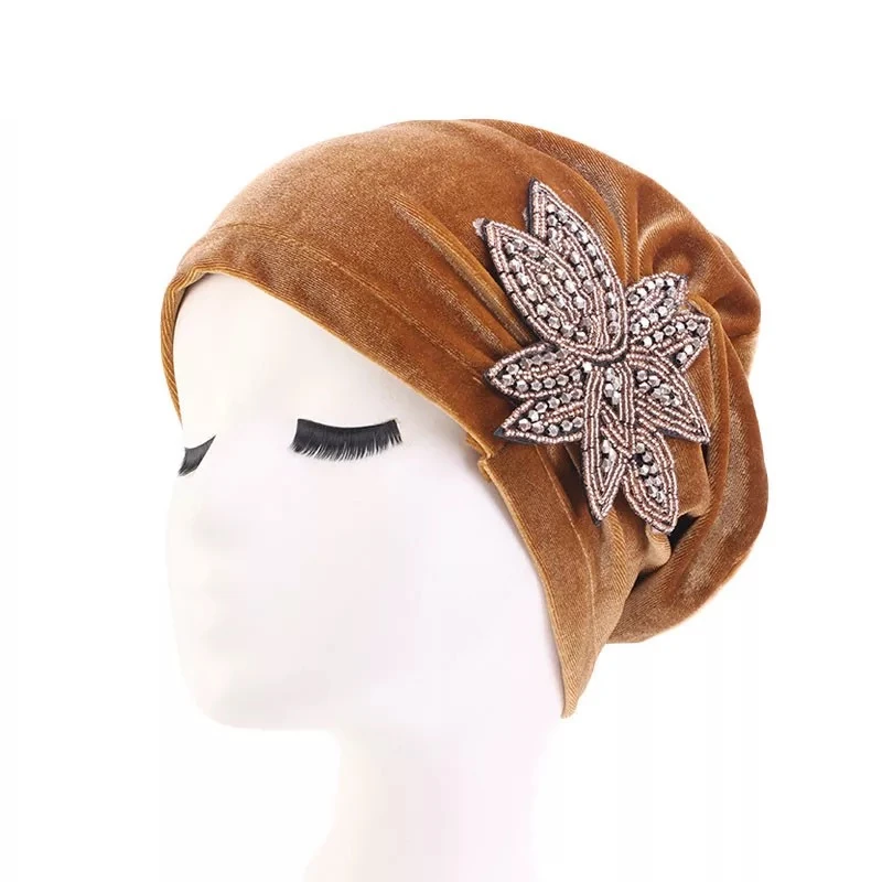 Высококачественный бархатный мусульманский женский головной убор красивые аксессуары с бриллиантами и цветами хиджаб шарф