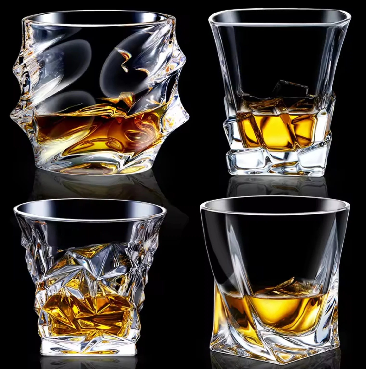 Wholesale Hot Sale Customized Thick Bottom Crystal Whiskey Glass Cup Whisky Glasses Logo Cup Wine Glassware For Bar