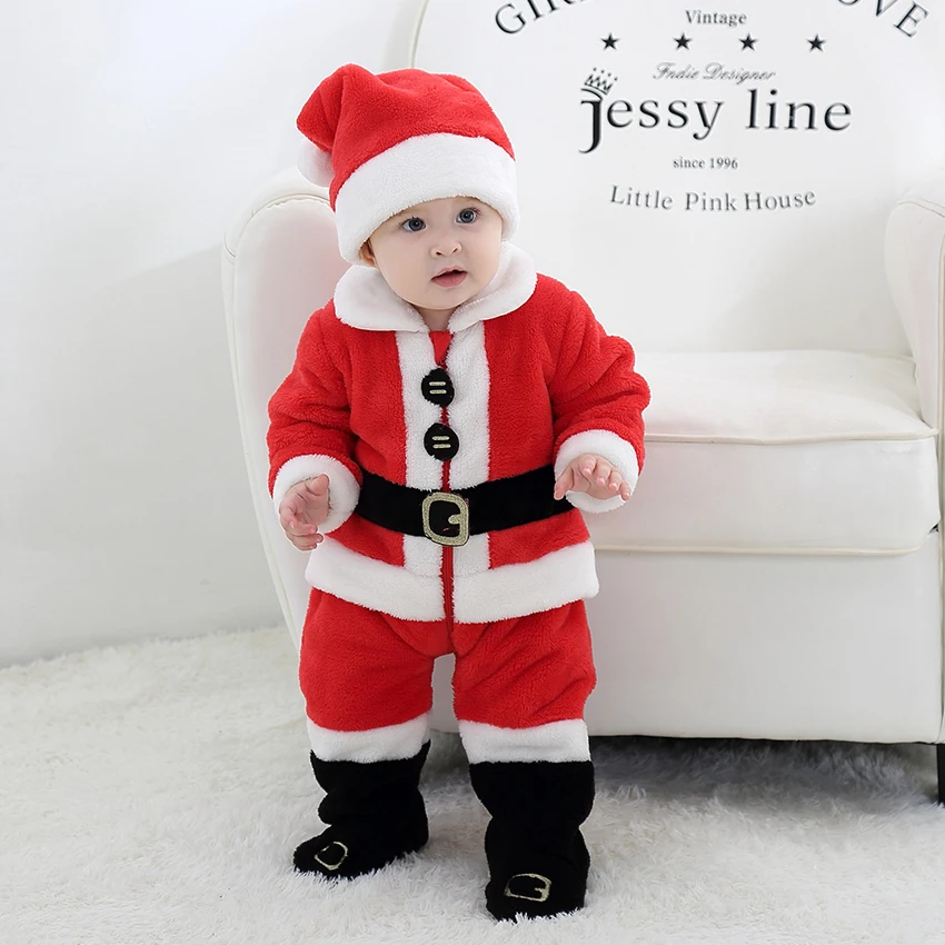 TONWHAR Christmas Gift Santa Claus Onesie Jumpsuit Boys Girls Romper kids halloween costume