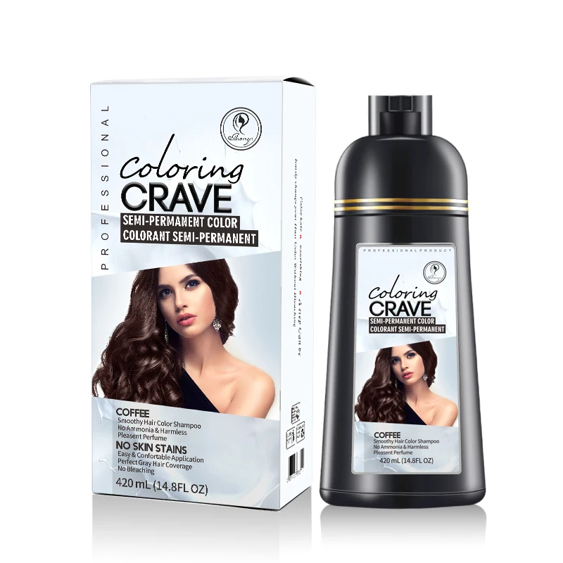 OEM 3 in 1 magic no side effect natural fast silky liquid purple brown black hair dye color shampoo for white hair