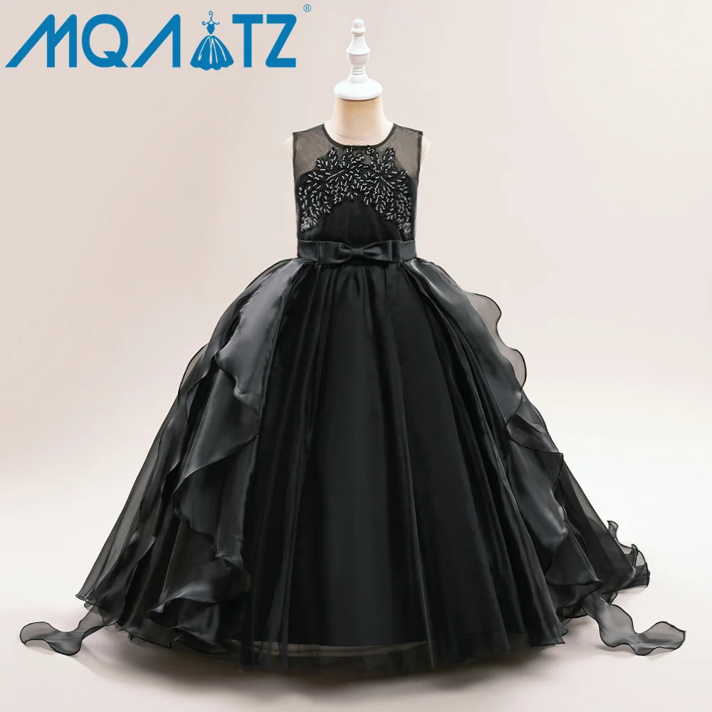 MQATZ Girls Chiffon Party Dress Hostess Ball Gown Birthday Girl Princess Dance Performance Dress ALP-0010