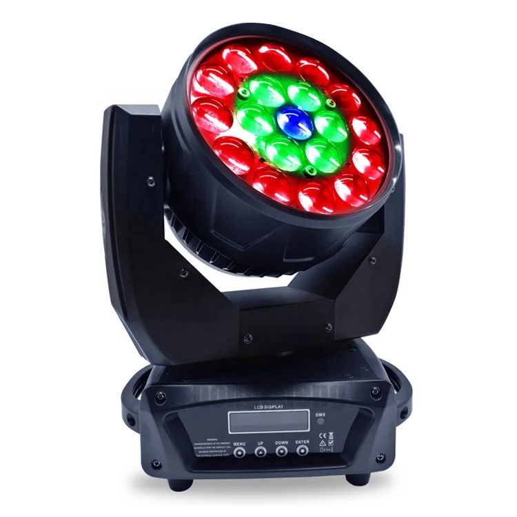 white led stage lighting event show design cheap price 19ps 15w led zoom beam wash 2 in 1 moving stage lights