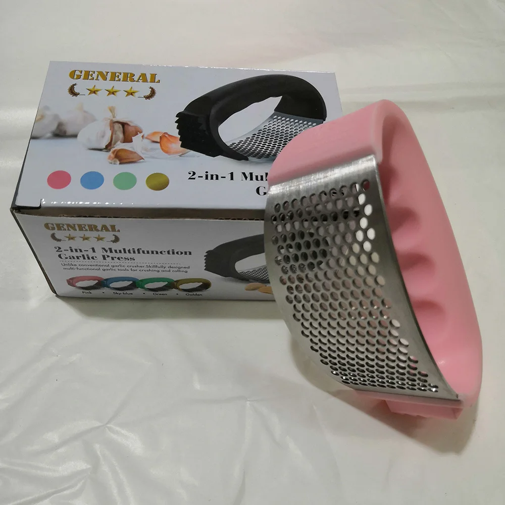 304 Stainless Steel Garlic Press 2-in-1 Garlic Masher And Meat Tenderizer Kitchen Cooking Tool Set