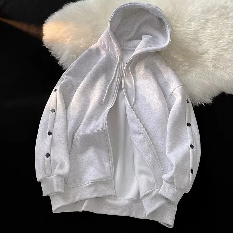 Custom logo oversized fleece hoodies zipper snap button hoodie blank mens cotton zipup heavy full zip up hoodie manufacturers