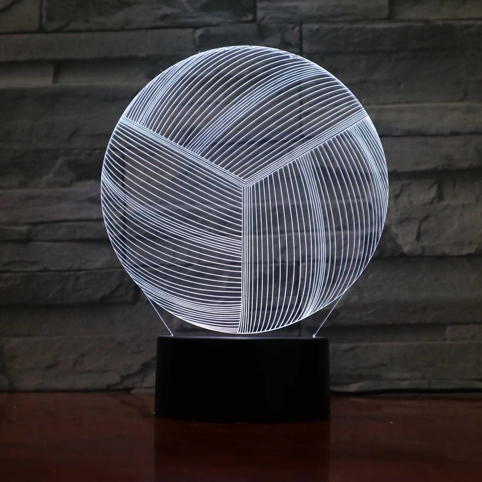 LED Volleyball Sport 3D Optical Illusion Smart 7 Colors Night Light Table Lamp with USB Power Cable