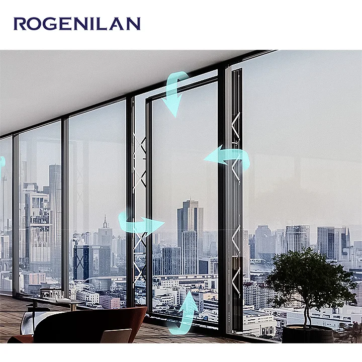 Rogenilan алюминиевый сплав T6 профиль Большое стекло Панорамное электрическое створное окно параллельное