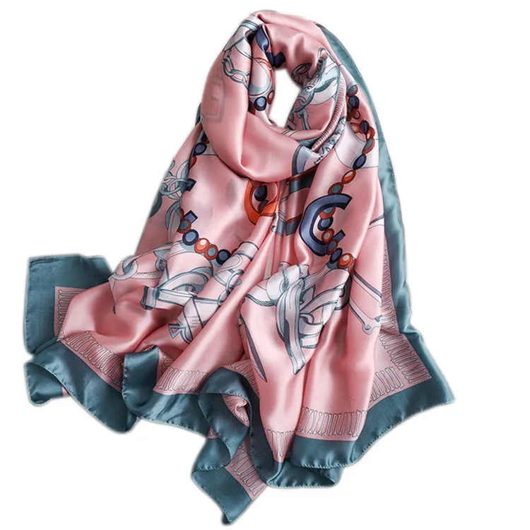 Custom Digital Printed Chinese Women Silk Satin Scarf 100% silk scarves latest design