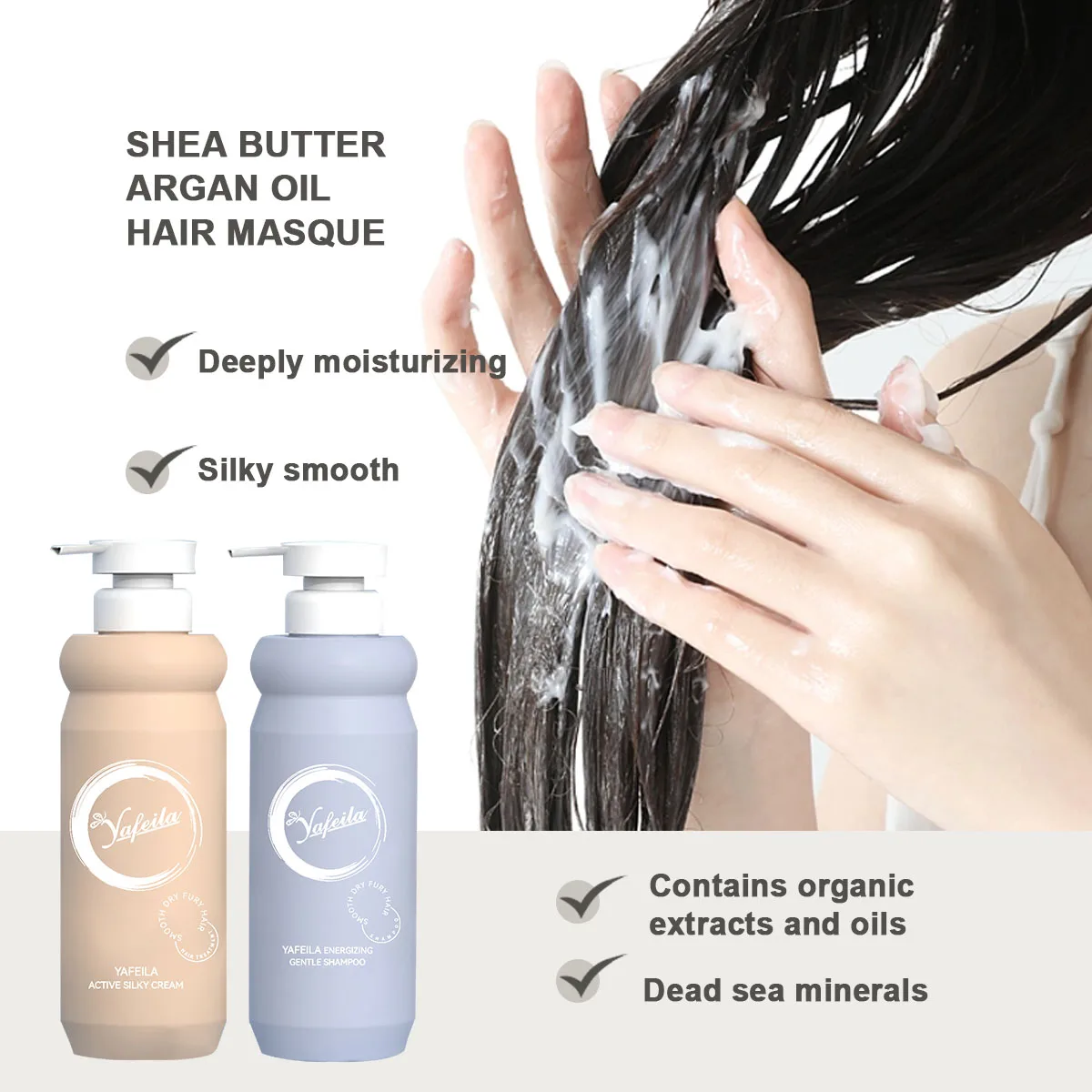 Hot Sale Organic Anti-Frizz & Smoothing Shampoo and Conditioner for All Hair Types, salon professional formula