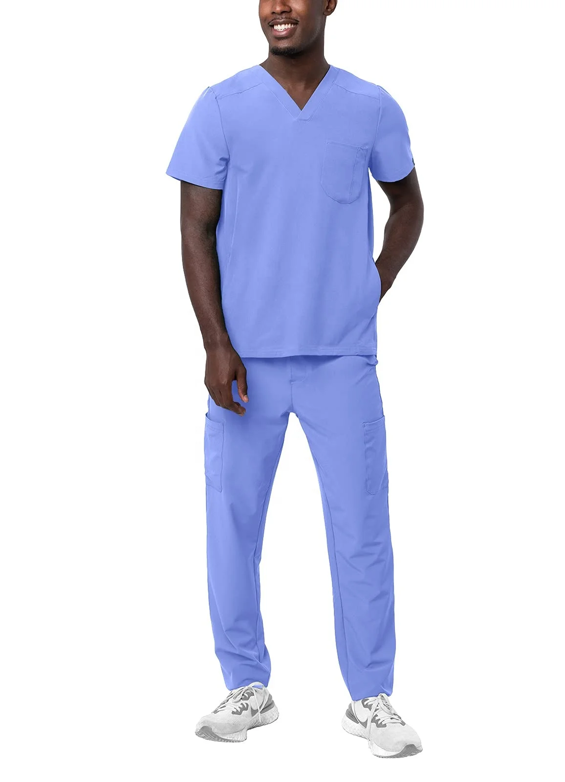 new style hospital scrubs sets nurse uniform Unisex ultrasoft drop neck scrub top uniform tealgreen spandex scrub uniforms