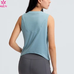 Wholesale Moisture Wicking Blank Loose Crop Basic Slim Fitting Tank Top Fitness T shirt Tank Top