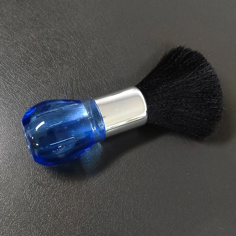 Customized Logo Barber Plastic Crystal Handle Soft Hair Cutting Cleaning Brush Neck Removal Duster Shaving Brush For Hairdresser