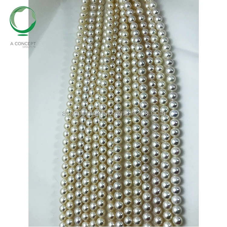 40cm 8-9mm Good Luster Nice Colour Near Round Shape White Fresh Water Pearl, pearl nucleus