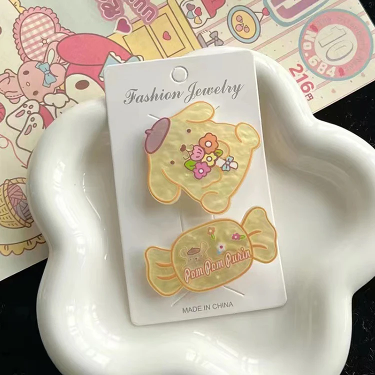 2PCS -SET cartoon acrylic Hairpins for girl cute Kulomi crocodile clip kids hair accessories